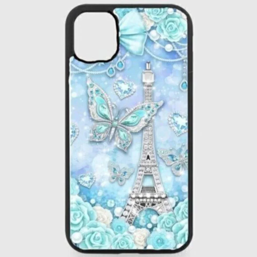 Blue Bling Butterfly Paris Phone Case